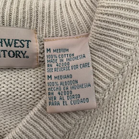 Northwest Territory Sweater Mens Medium Tan Cotton Knit Vintage Deadstock NEW - Picture 2 of 6